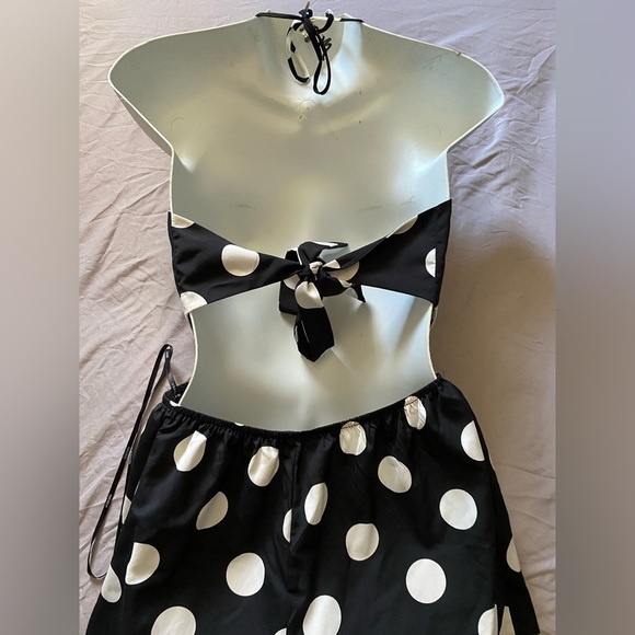 Forever21 Black and White Polka Dot Jumpsuit size M like new - Picture 12 of 12